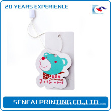 SenCai bear shaped tag with blue bear pattern and white rope buckle